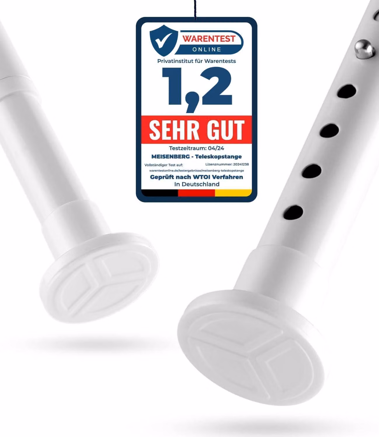 Sbarra per tenda da doccia senza foratura, 260-310 cm - Bianco - Sbarra telescopica per tende - Barra di fissaggio per tende pesanti - Barra di tensione per bagno