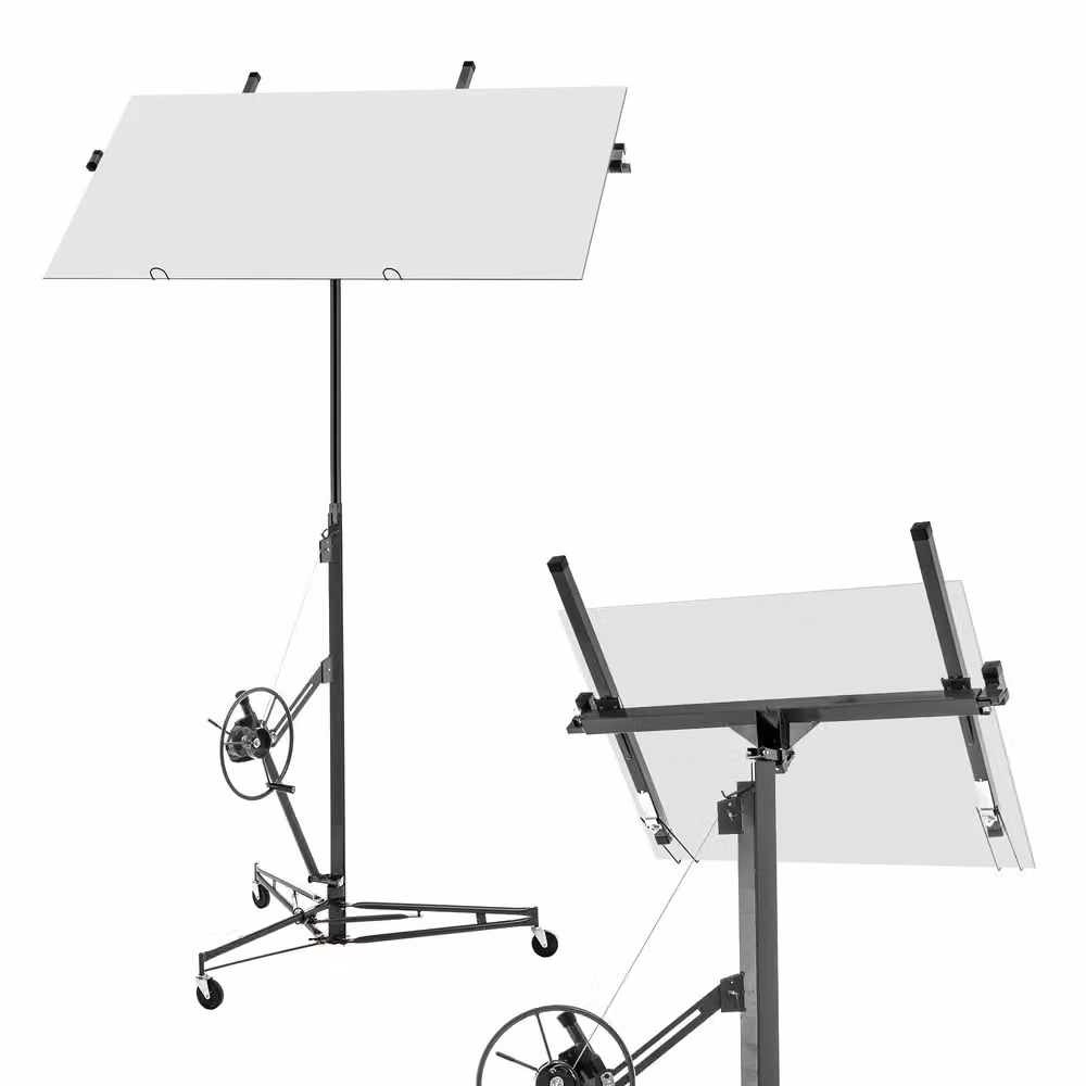 Sollevatore per pannelli in cartongesso pieghevole Minimal in acciaio grigio con portata 68 kg e altezza regolabile da 180 a 470 cm – 2