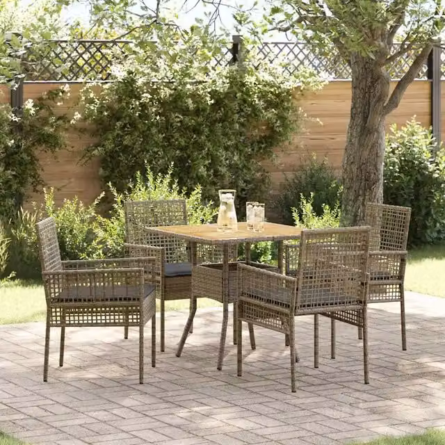 Set da Pranzo per Giardino 5 pz Grigio polyrattan 3334938