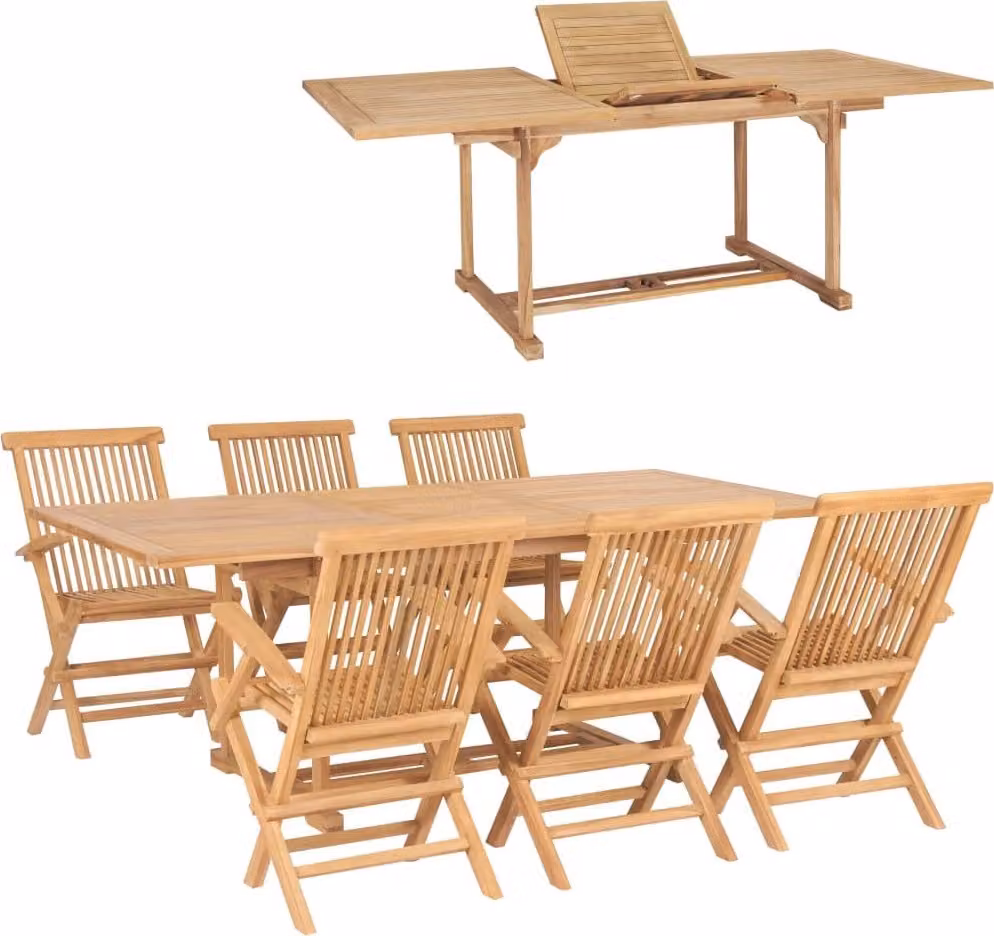 Maison Exclusive - Set da pranzo da giardino 7 pezzi 150-200 x 100 x 75 cm in legno massello di teak