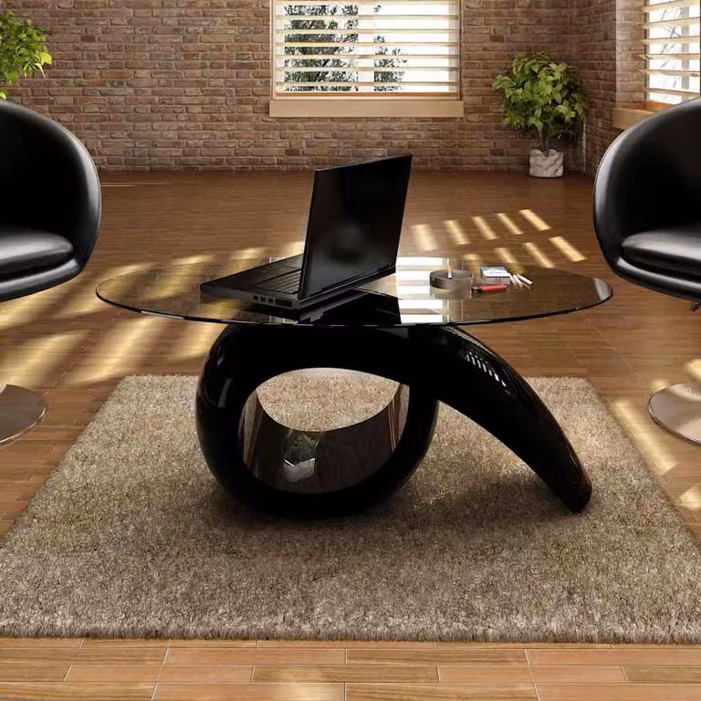 vidaXL Tavolino da Caffè Moderno con Ripiano Ovale in Vetro Nero Lucido