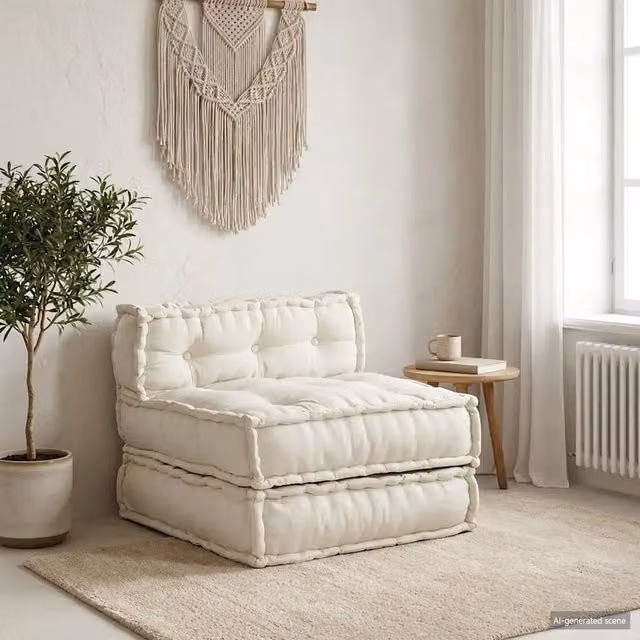 Divano Componibile Soft Body vidaXL in Tessuto Beige e Bianco L/P/H: 70 x 70 x 54 cm