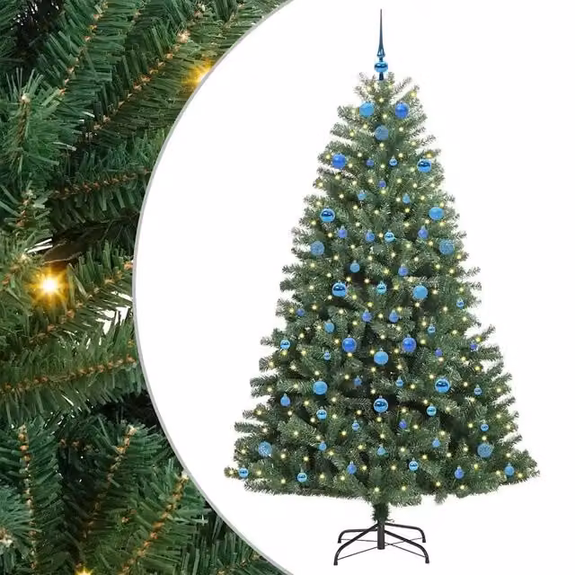Albero di Natale Artificiale-Albero Natalizio con Rami Pieghevoli Verde 210 cm 693127