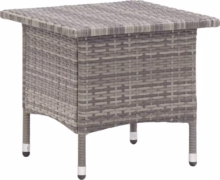 The Living Store Teetisch Grau 50 x 50 x 47 cm Poly Rattan