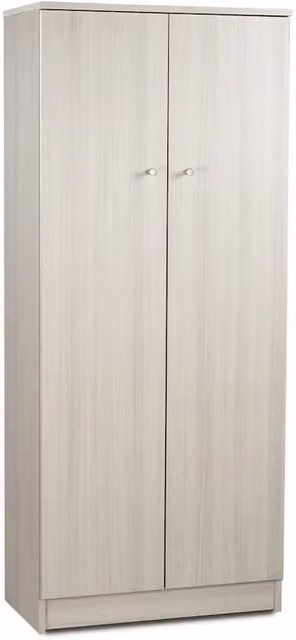 Armadio SARMOG moderno con 2 ante e ripiani interni in MDF, colore bianco o beige, L: 62 cm, P: 34 cm, H: 147 cm