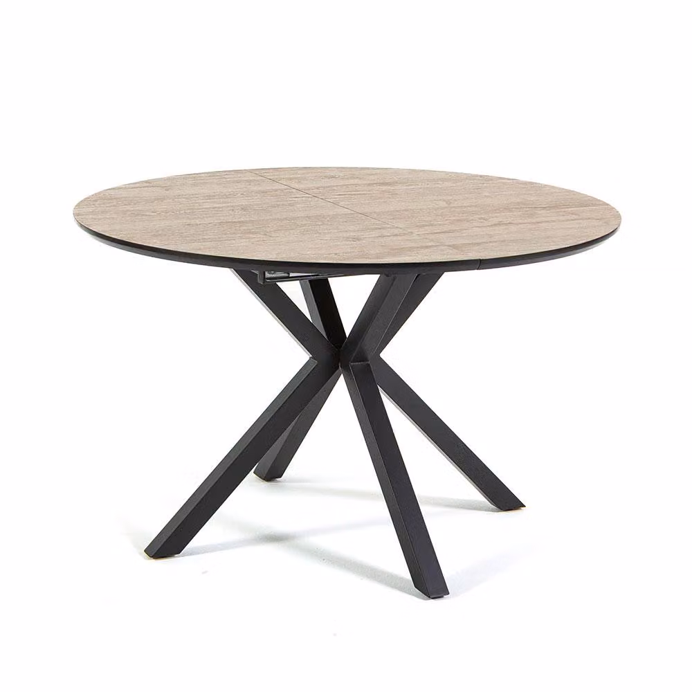 Tavolo rotondo allungabile da Ø120 cm a 160 cm - design moderno ed elegante con struttura a croce in metallo, stabile e raffinato per cucina, sala da pranzo e ufficio - SEBASTIAN - Nero