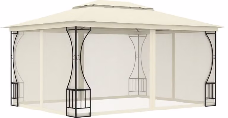 Gazebo con Rete 300x400x265 cm Crema