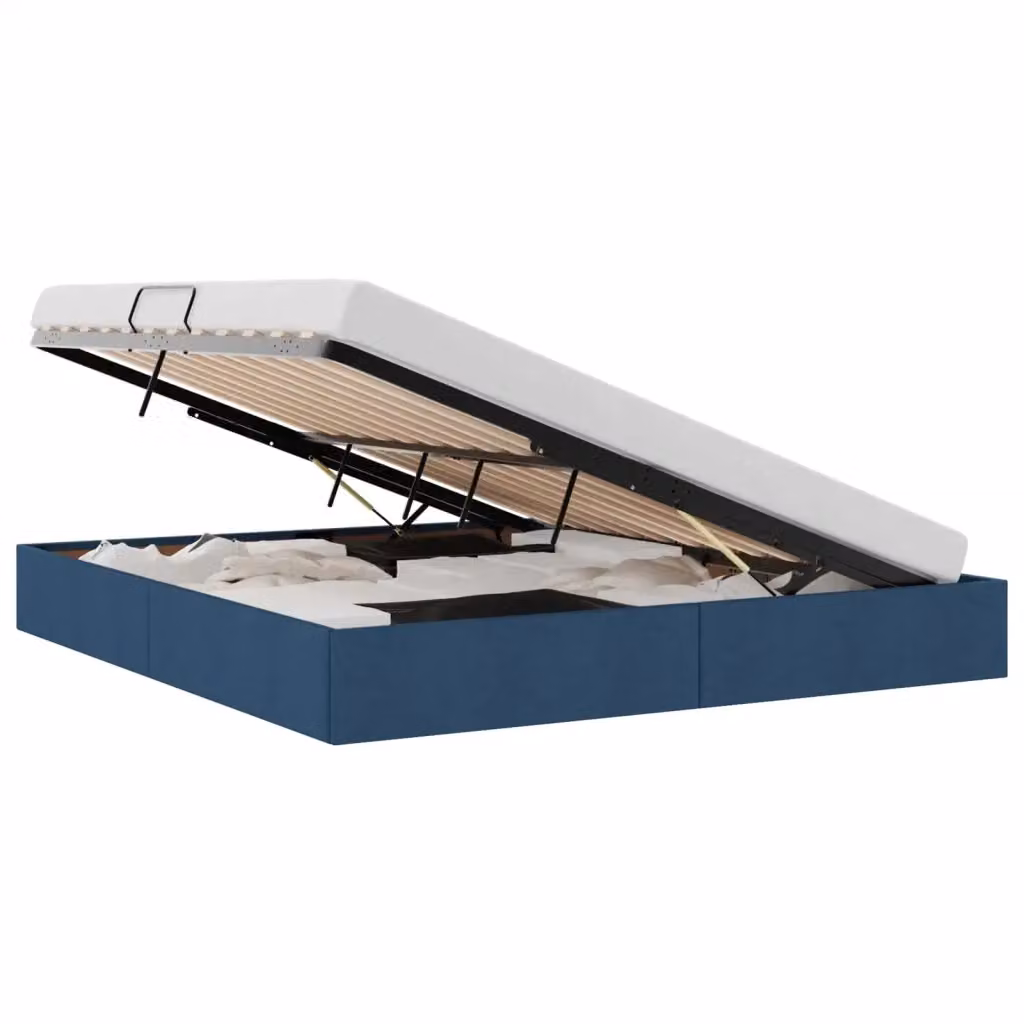 Letto ottomano moderno vidaXL in tessuto blu con contenitore a sollevamento L: 160 cm, P: 200 cm, H: 280 cm – 2