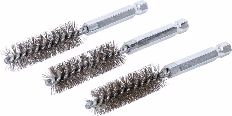 BGS spazzola in acciaio 14 mm esagono esterno 6,3 mm (1/4") 3 pezzi - 3078-14-S