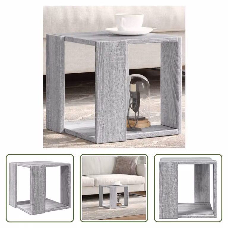 The Living Store Tavolino grigio rovere Sonoma 32x32x30 cm Materiale a base di legno