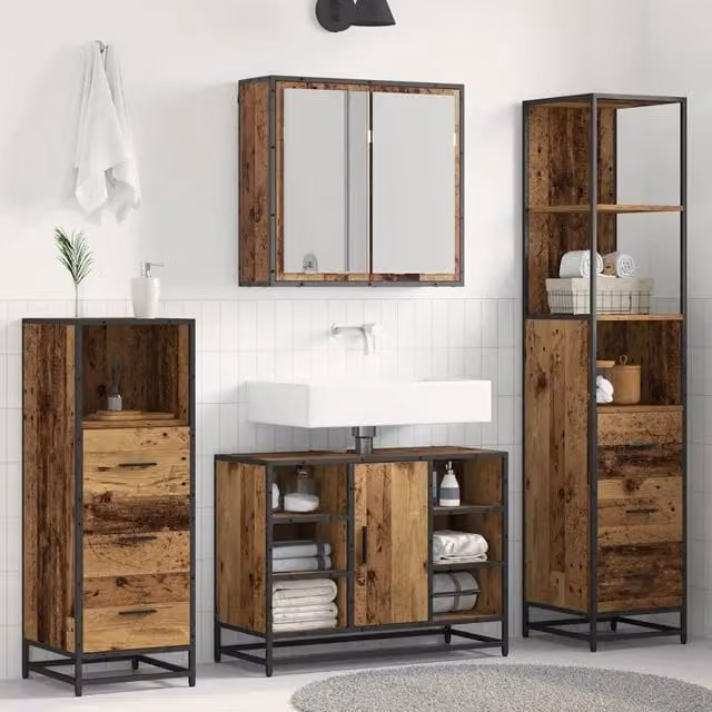 Set di mobili per il bagno 4 pz Legno vecchio 80 x 33 x 60 cm 3402354