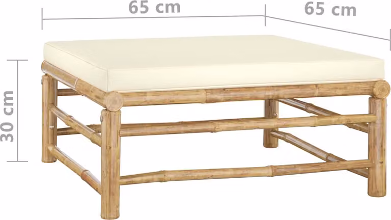 set di 6 pezzi per salotto da giardino con cuscini in bambù bianco crema