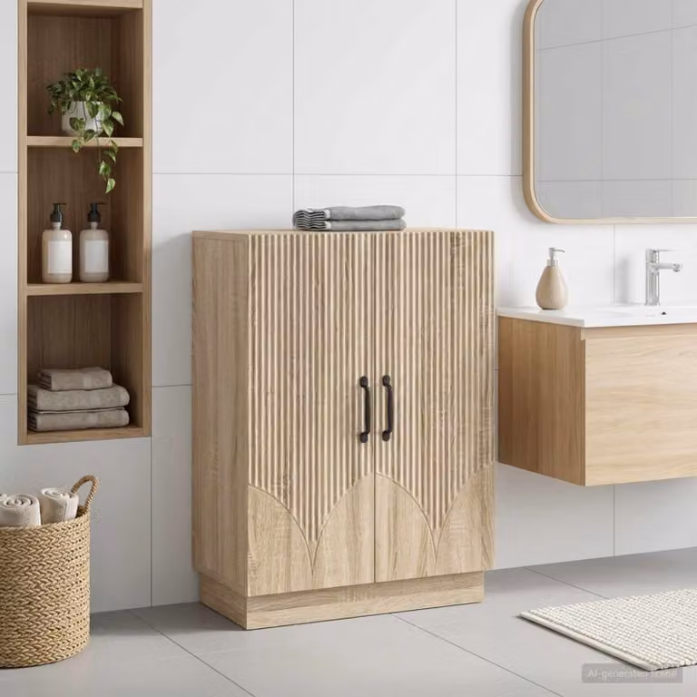 vidaXL Mobiletto da Bagno HOORN Rovere Sonoma, L/P/H: 59,5 x 31 x 77 cm