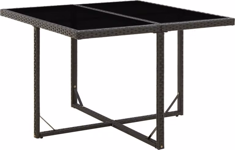 Maison Exclusive - Tavolo da Giardino Nero 109x107x74 cm in Polyrattan e Vetro