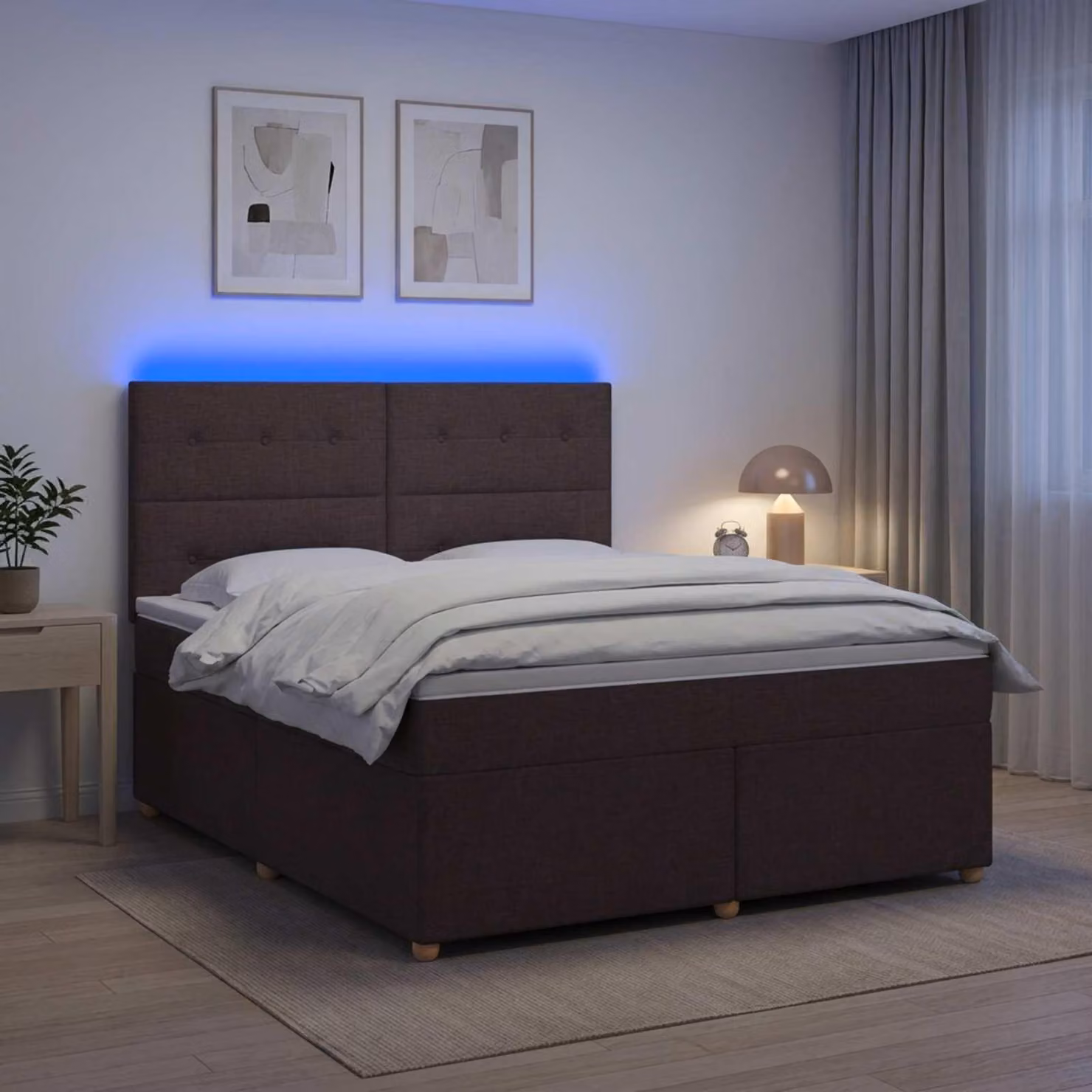 Maison Exclusive - Letto boxspring con materasso marrone scuro 140 x 200 cm Tessuto