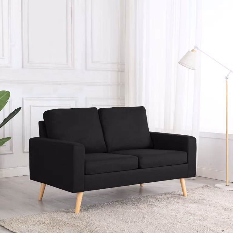 Maison Exclusive - Divano a due posti in tessuto nero