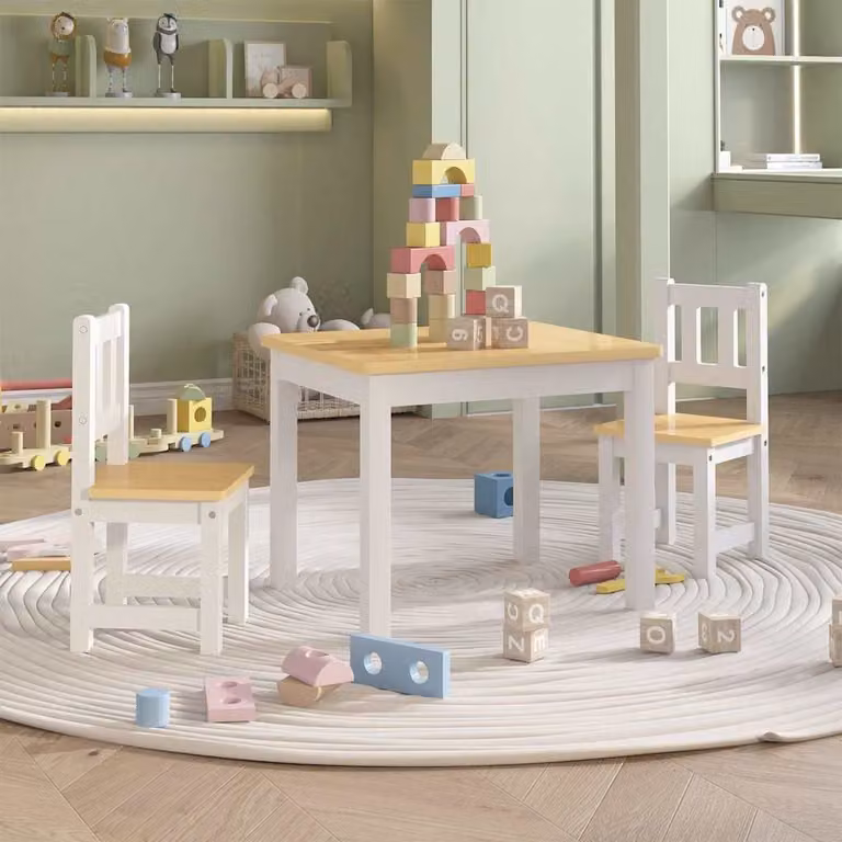 Set Tavolo e 2 Sedie per Bambini vidaXL in MDF Bianco e Beige