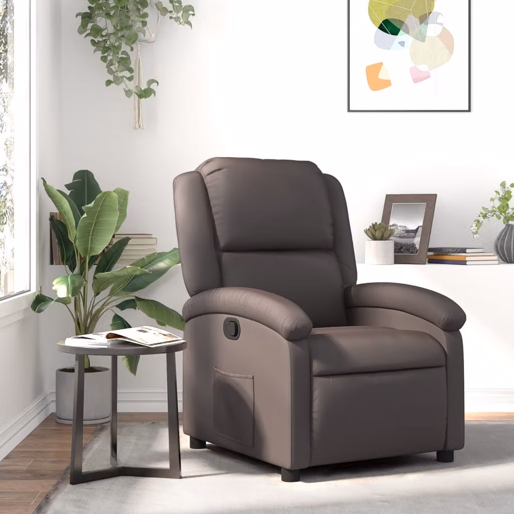 vidaXL Poltrona reclinabile relax in vera pelle marrone con braccioli