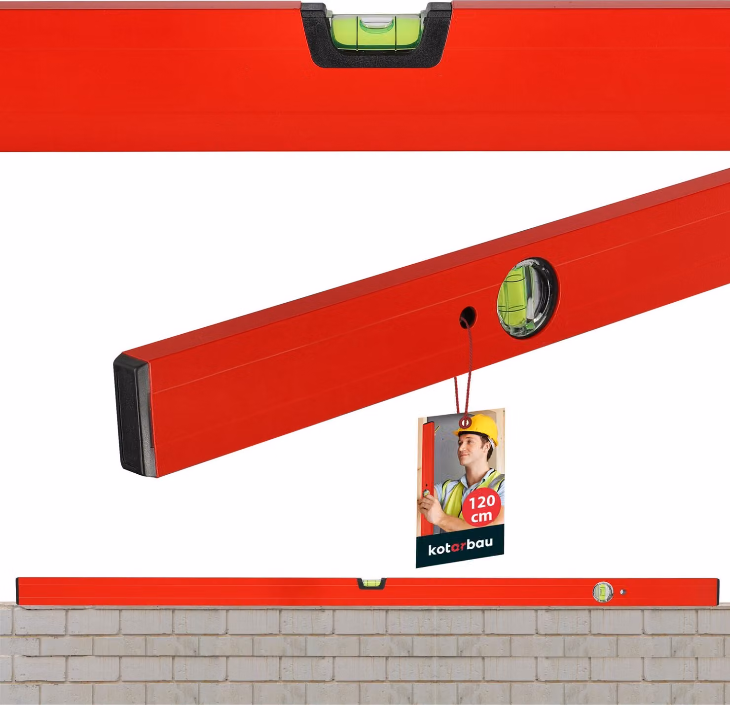 KOTARBAU® Livella in alluminio rossa 120 cm allineamento orizzontale e verticale
