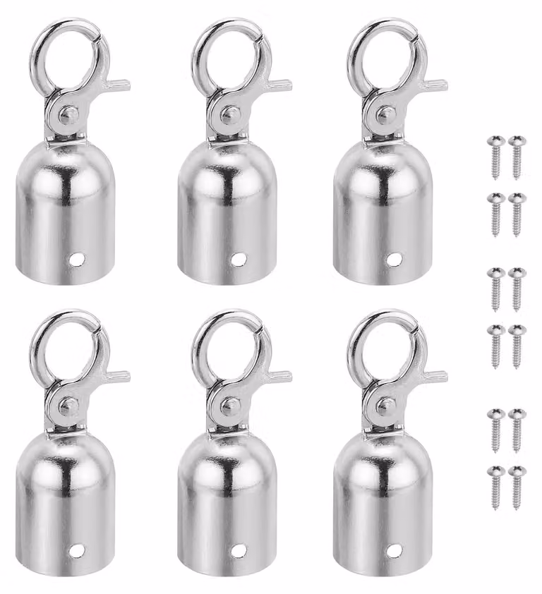 Set di 6 terminali per corda, in alluminio, dimensioni 28x76 mm, color argento