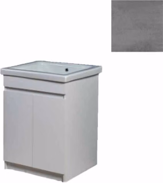 Mobile Lavatoio in Ceramica 2 Ante e Strofinatoio Integrato 60x50x86A cm Grigio Cemento
