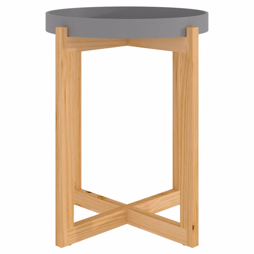 Tavolino Grigio 41x41x48,5cm Legno Multistrato e Massello Pino