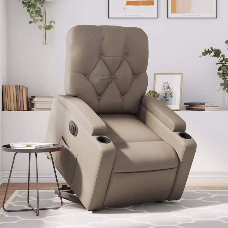 Poltrona Alzapersona Reclinante Elettrica vidaXL in Similpelle Beige/Marrone