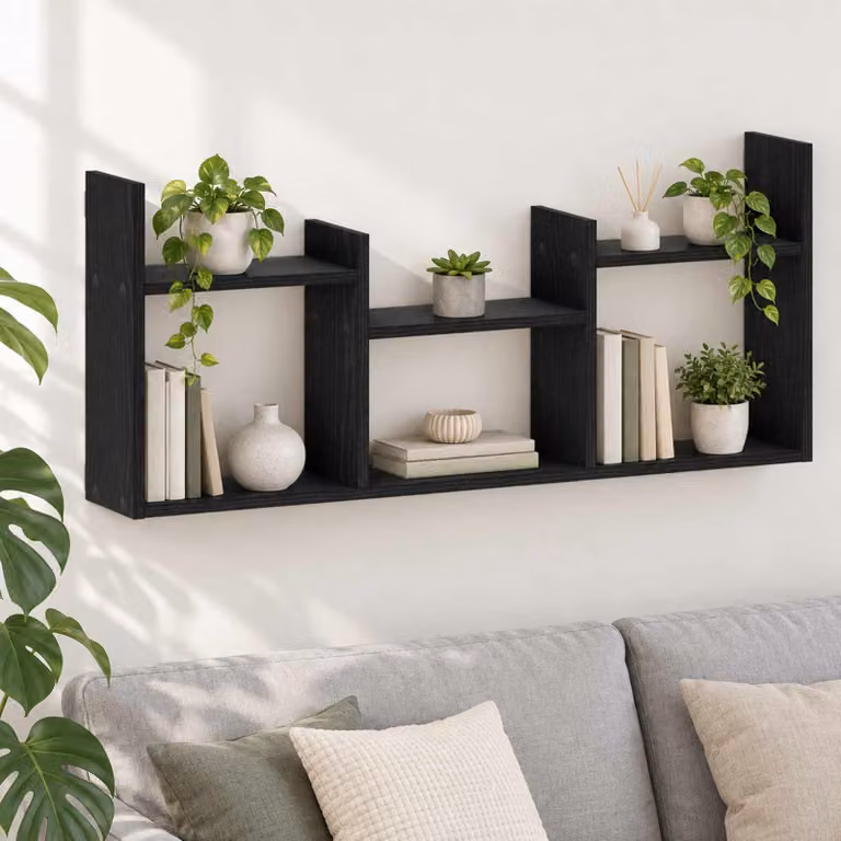 Scaffale da parete moderno vidaXL in MDF Nero L: 97.5 cm, P: 40 cm, H: 17 cm