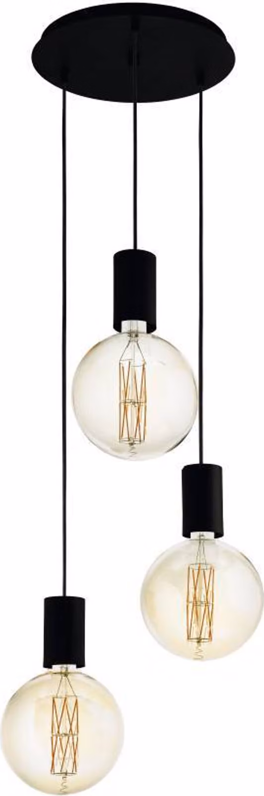 Lampadario A Sospensione Contemporaneo Pozueta Acciaio Nero 3 Luci E27 D33
