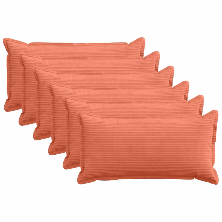 Set di 6 federe vidaXL HOUTEN in velluto a coste, colori rosso e arancio, 40 x 70 cm