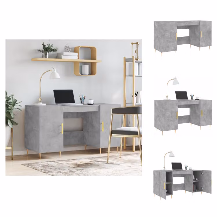 vidaXL Scrivania grigio cemento 140x50x75 cm in legno - Scrivanie