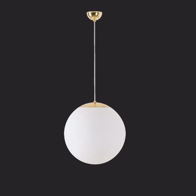 OSMONT ADR68342 ADRIA S3 apparecchio a sospensione in vetro ottone lucido / bianco IP40 3000 K 27W LED combinazione di emergenza 1 h