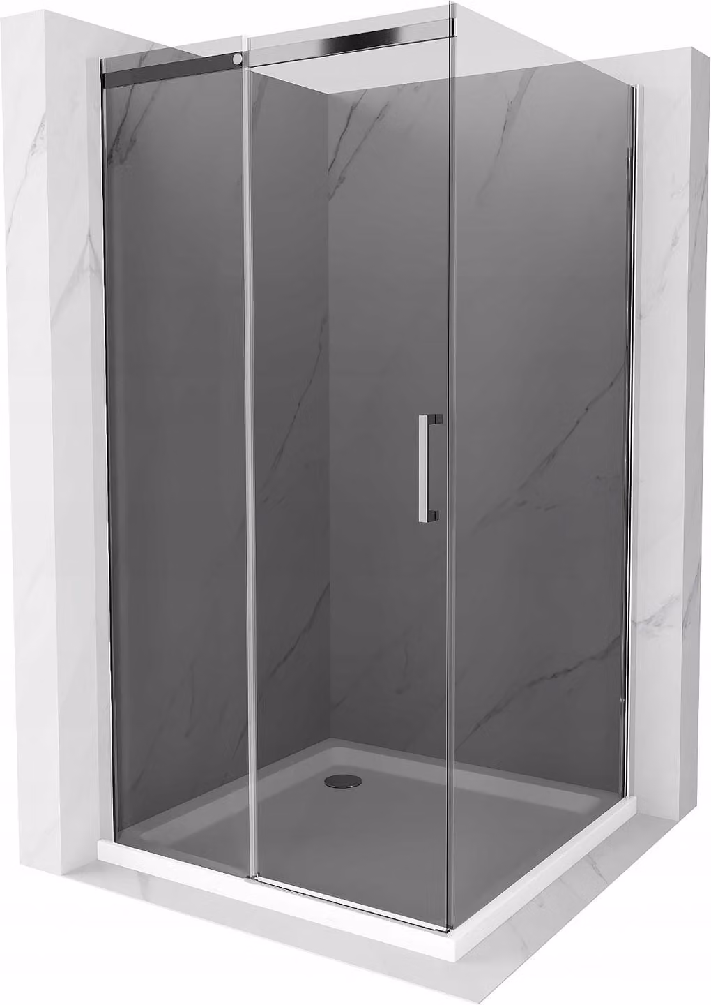 Mexen Omega cabina doccia scorrevole 100 x 100 cm, grafite, cromo + piatto doccia Flat, bianco - 825-100-100-01-40-4010