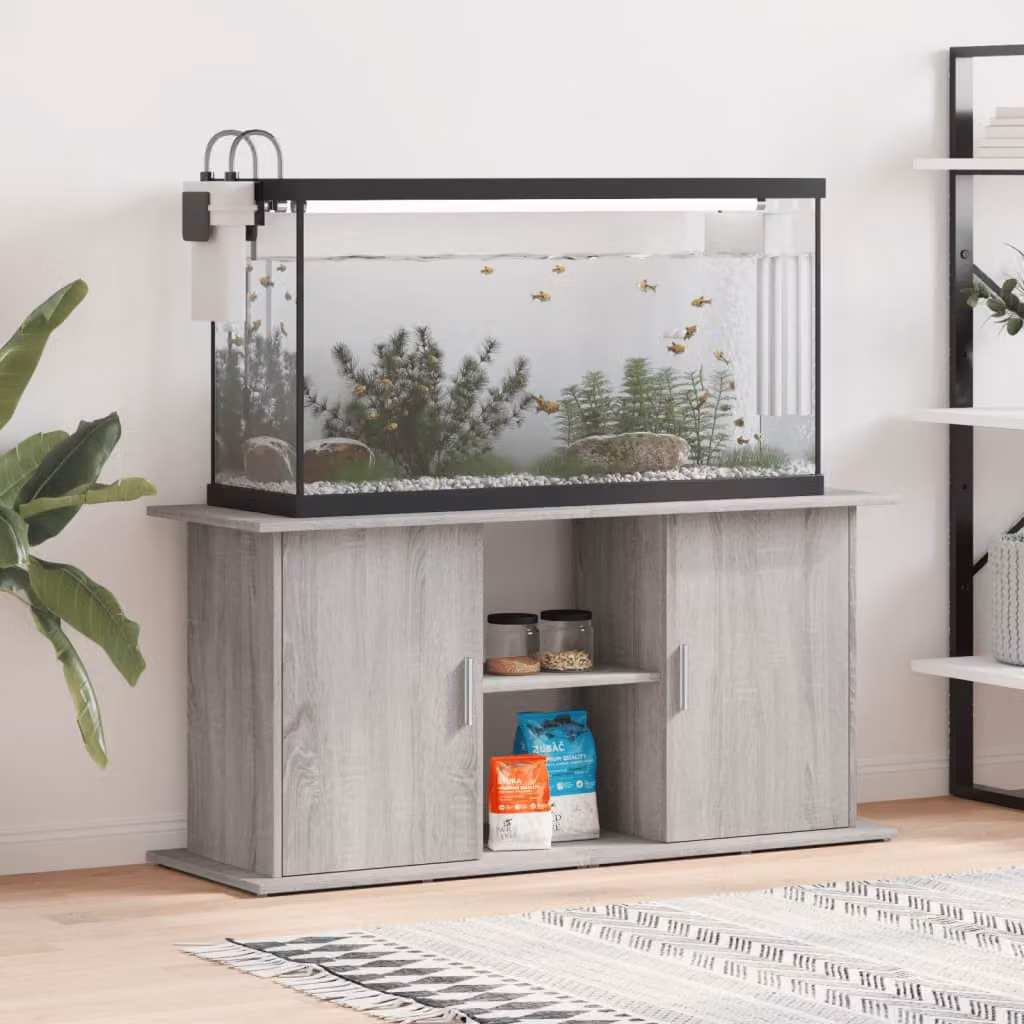 vidaXL Supporto per Acquario in Legno Multistrato e MDF, Grigio Sonoma, L 121 cm x P 41 cm x H 58 cm
