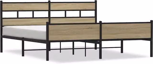 Letto matrimoniale | Letto per adulti | Giroletto senza Materaso in Metallo Rovere Sonoma 200x200 cm