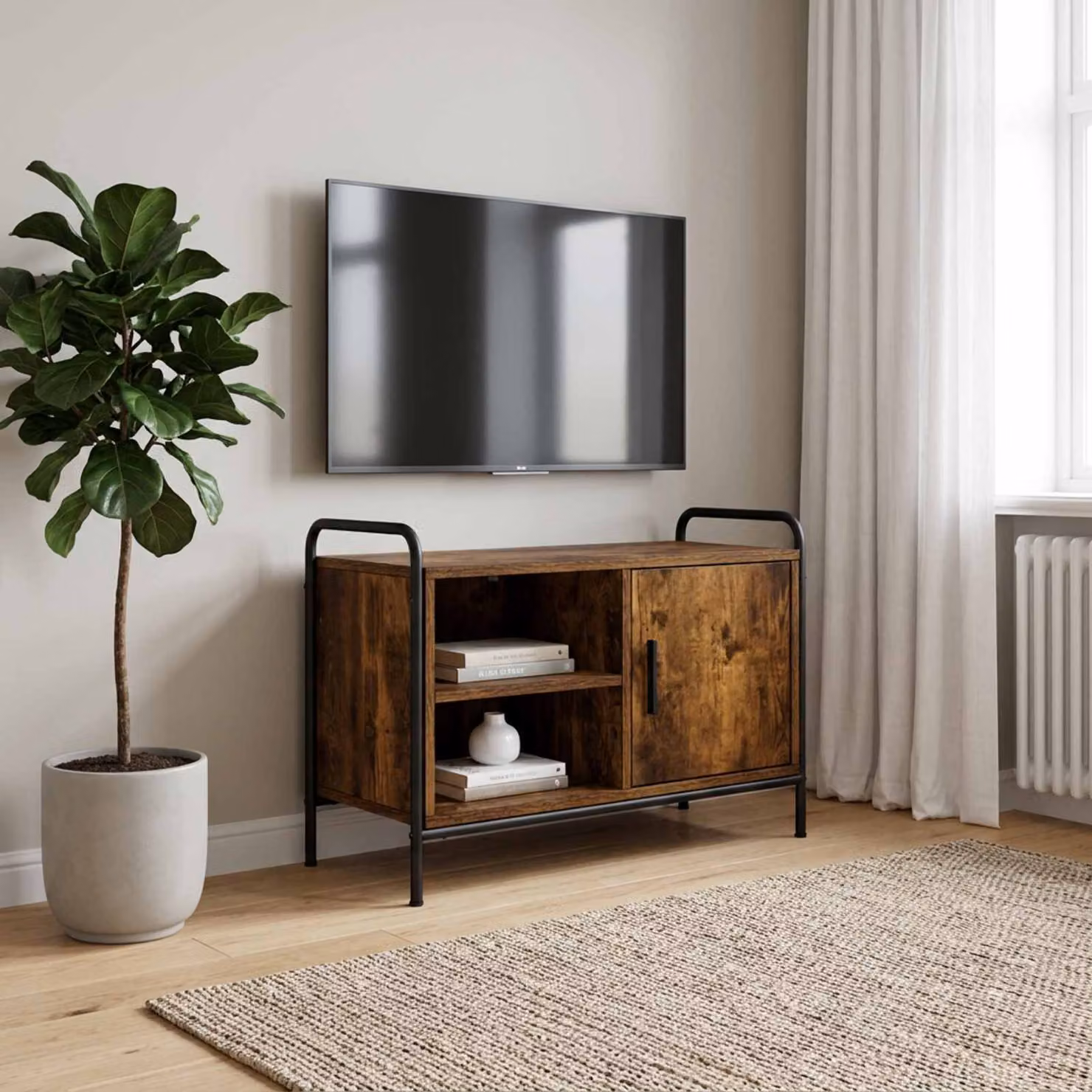 Mobile TV vidaXL in Rovere Fumo, L/P/H: 133 x 33 x 50 cm