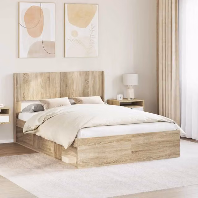 Struttura del letto con stoccaggio e testata Rovere Sonoma 3414237