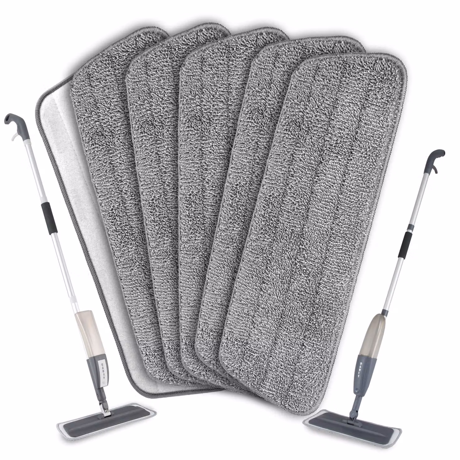 Panni in microfibra per mocio, confezione da 6 pezzi, lavabili, dimensioni 40x12 cm, colore grigio