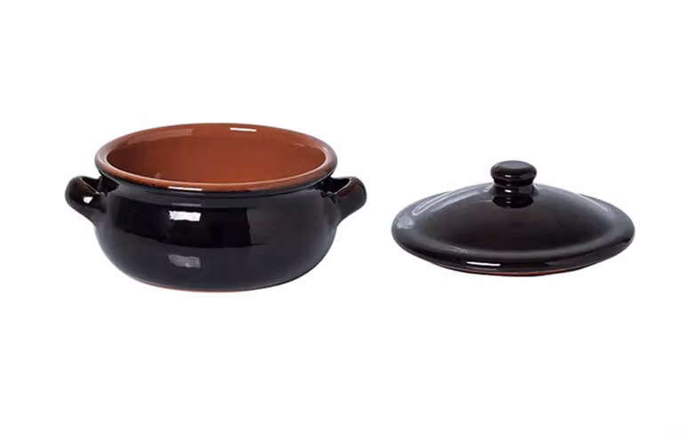 Casseruola in terracotta con coperchio, diam. 15cm