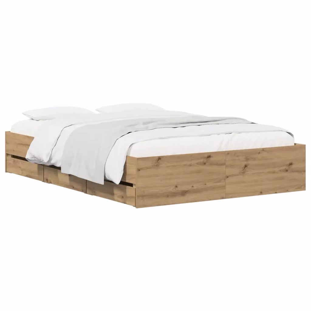 Letto con contenitore vidaXL in legno Rovere con cassetti L/P/H: 160 x 200 x 33 cm – 2