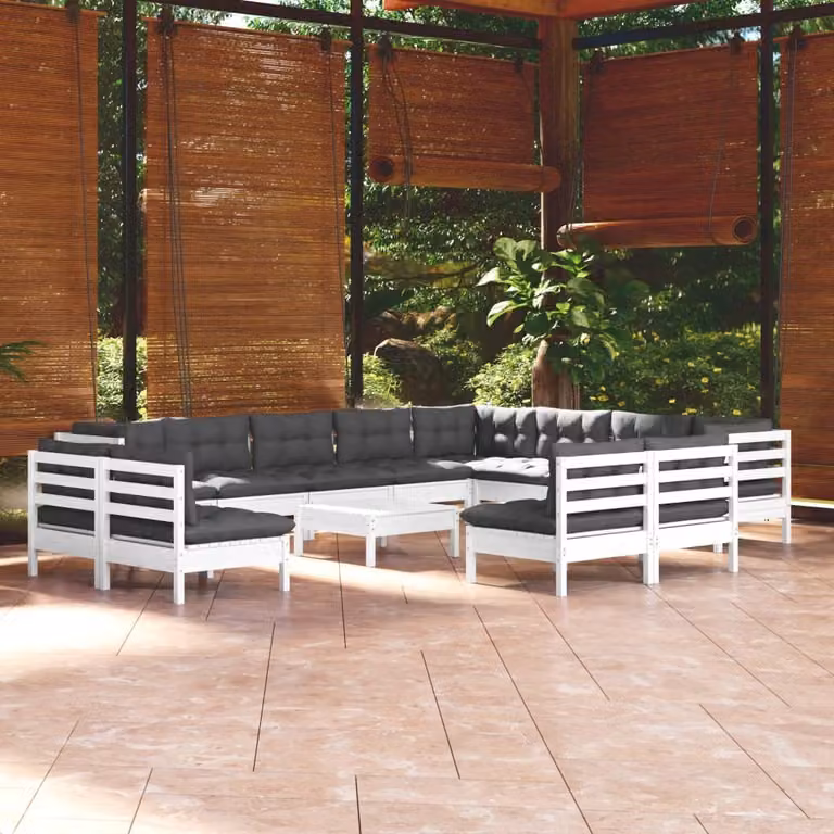 Maison Exclusive - Set Divani da Giardino 13 pz con Cuscini BiancLegno di Pino