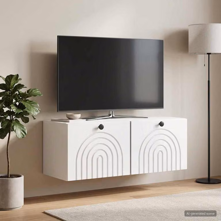 vidaXL Mobile Porta TV da Muro Bianco Lucido L: 78,5 cm, P: 31 cm, H: 30 cm
