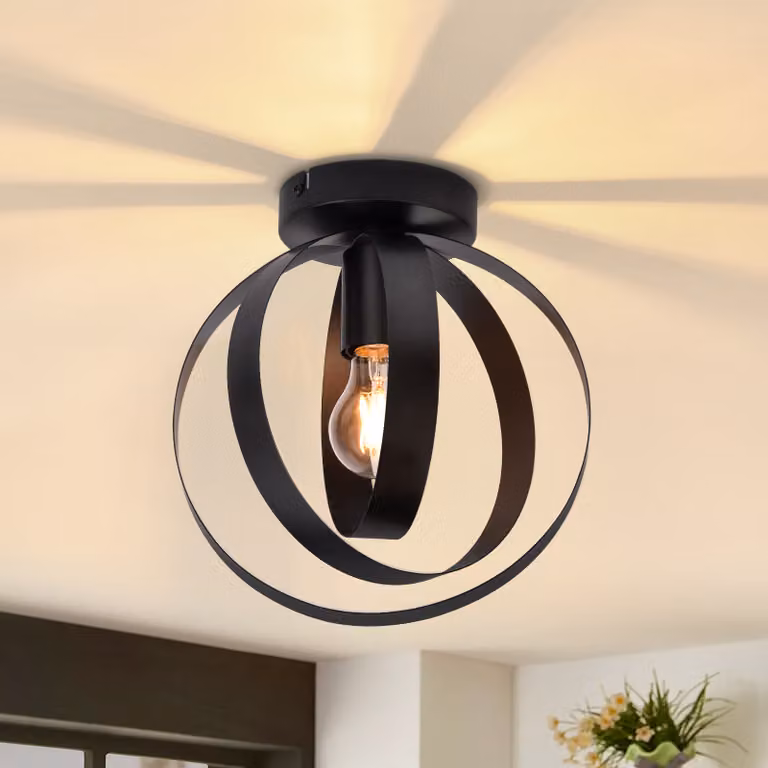 ZMH plafoniera nera industriale plafonieravintage in metallo interno attacco E27 retro orientabile paralume 360° illuminazione per corridoio corridoio camera da letto sala da pranzo