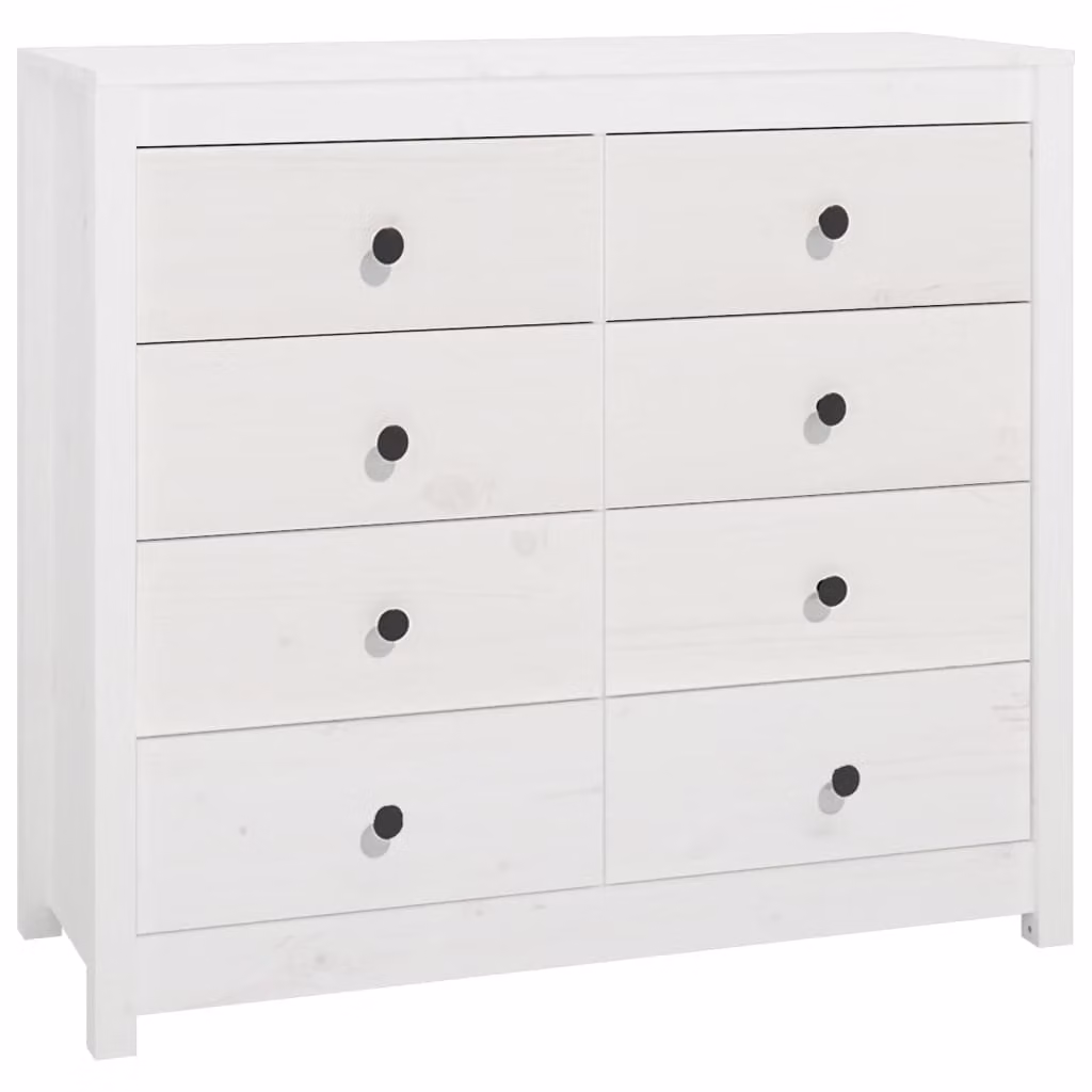 Armadietto Bianco 100x40x90 cm in Legno Massello di Pino