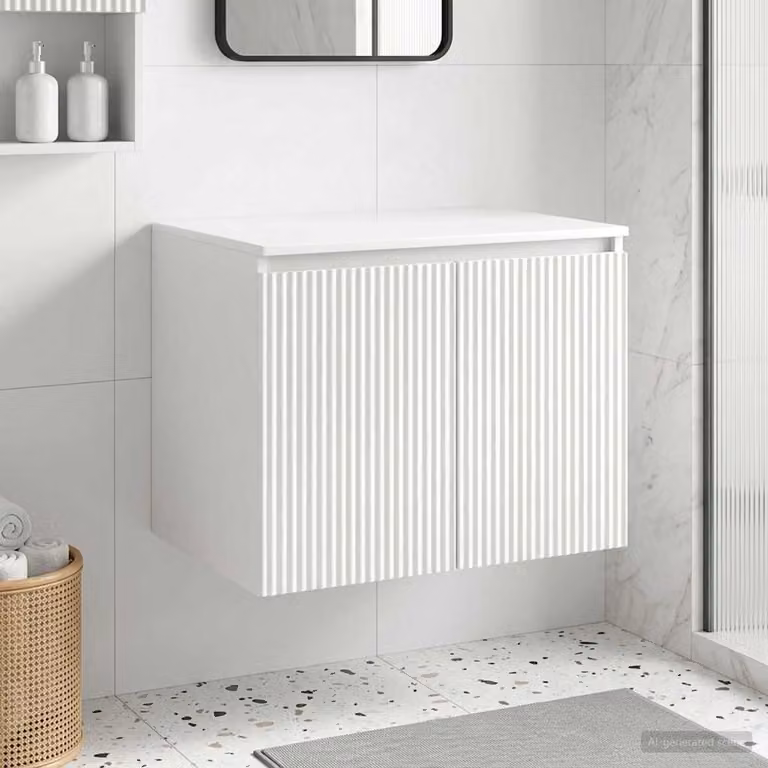 Mobiletto da bagno a muro vidaXL moderno in bianco L: 62,5 cm, P: 44,5 cm, H: 50 cm