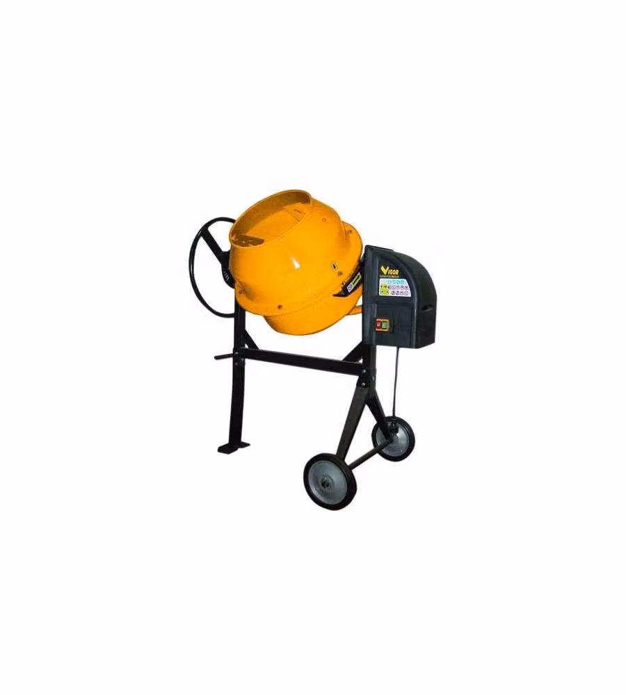 Betoniera Impastatrice Vigour Gialla con Motore da 550W e Capacità 125 Litri – 1