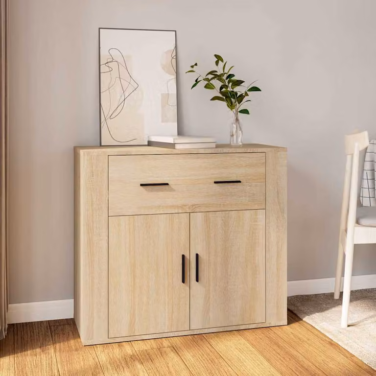 Credenza moderna vidaXL in legno multistrato color rovere Sonoma, L 80 cm x P 33 cm x H 70 cm