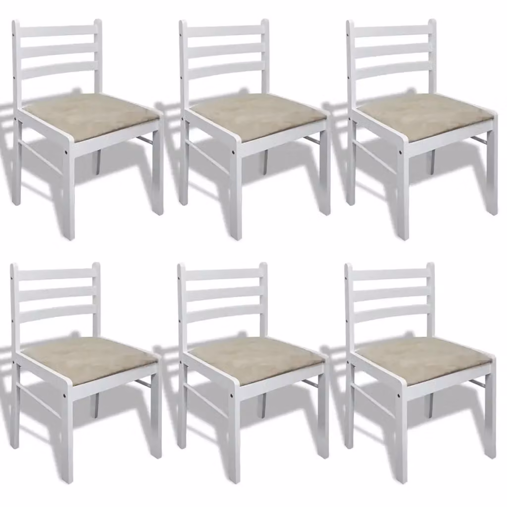 Set di 6 sedie da pranzo vidaXL in legno massello di gomma e velluto bianco – 2