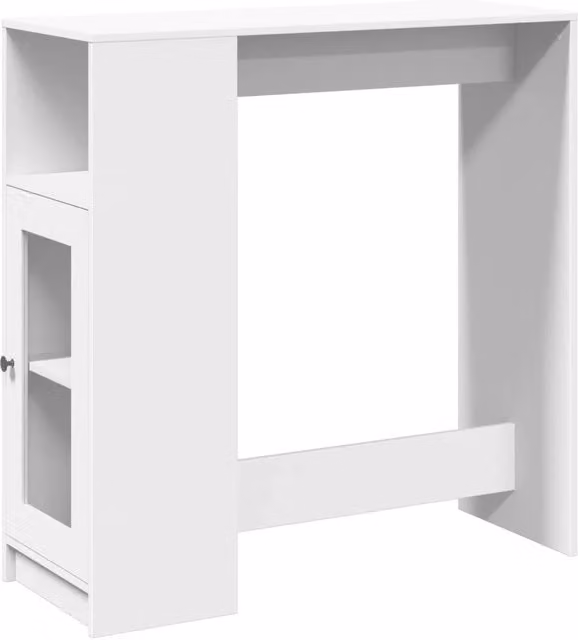 Tavolo Bar Moderno Bianco con Rastrelliera in Multistrato L: 101 cm, P: 40 cm, H: 103,5 cm