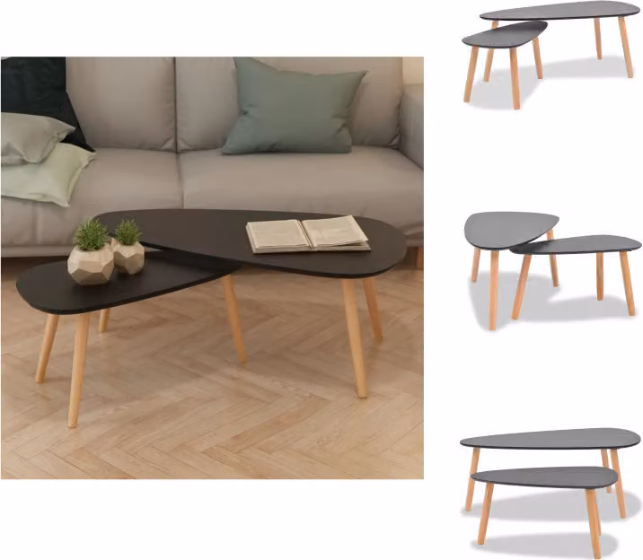 vidaXL Set di tavolini 2 pz. Legno di pino massiccio nero - Tavolini